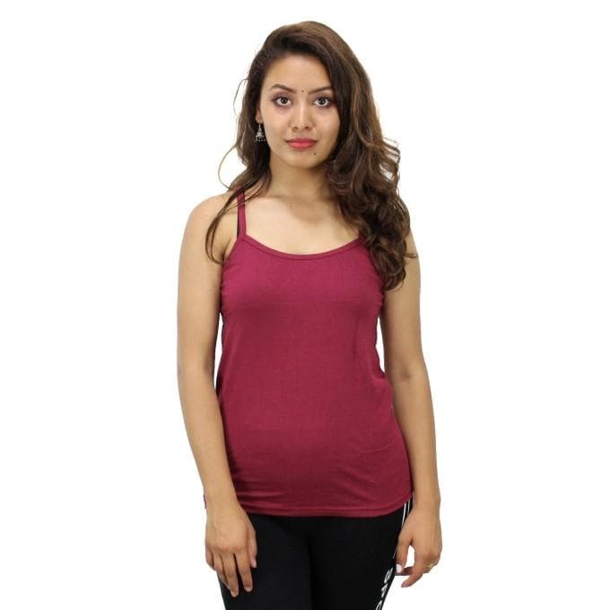 Solid Cotton Mix Camisole For Women - Maroon ( Free Size )