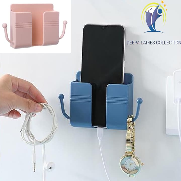 Wall Mounted Mobile Phone Charging Organizer Remote Control Storage Box Multifunction Stand Rack - Set Of 2
