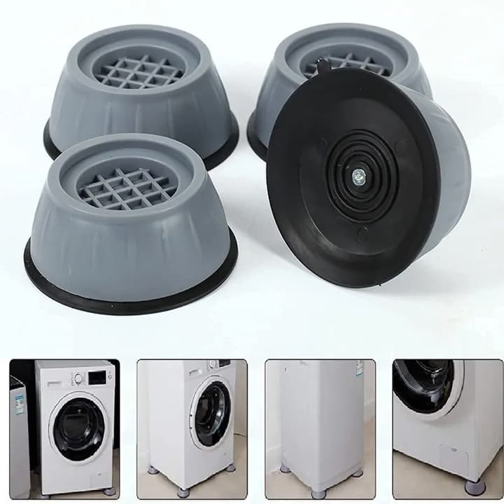 Anti Vibration Feet Pads Washing Machine Rubber Mat Dryer Fixed Non-Slip Pad - 4pcs/set Box Pack (Black )