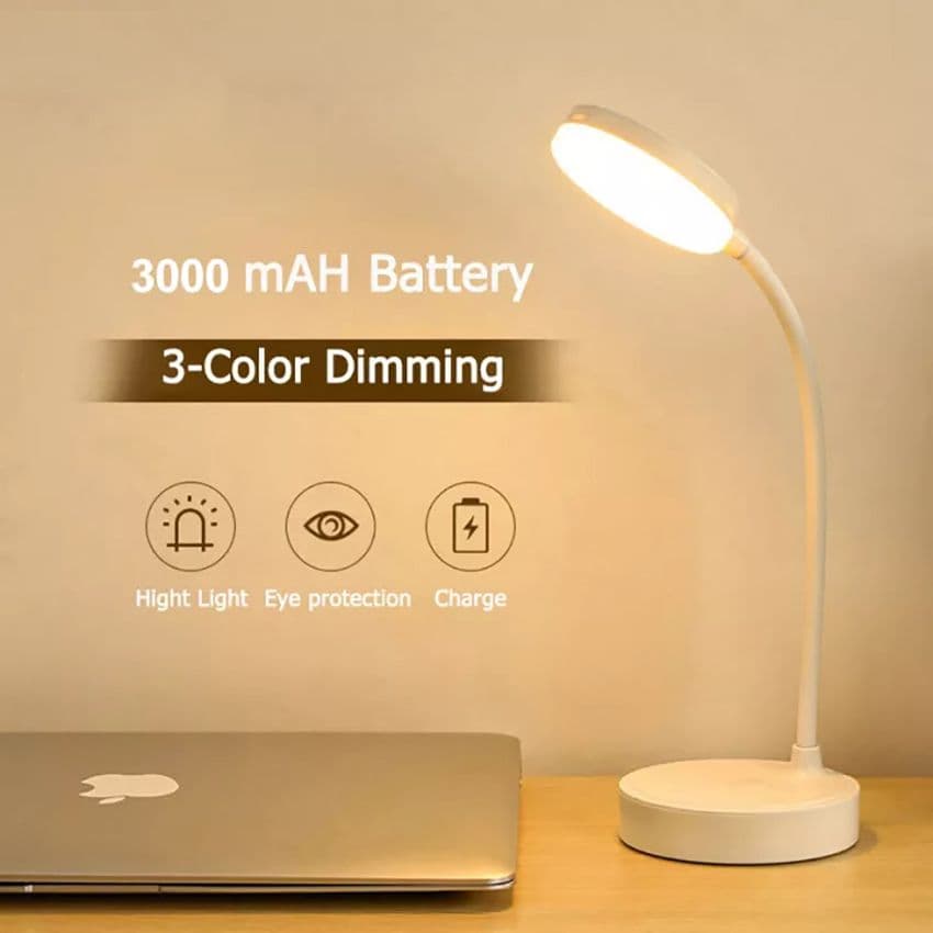 USB Rechargeable Desk Study Lamp - White