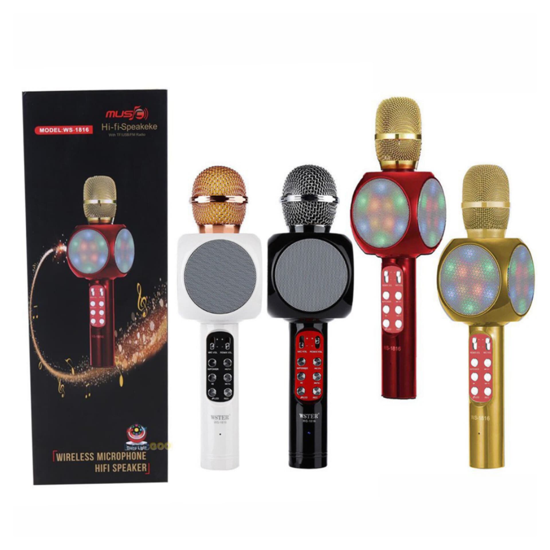 Wster WS-1816 Wireless Karaoke Mic with LED Speaker