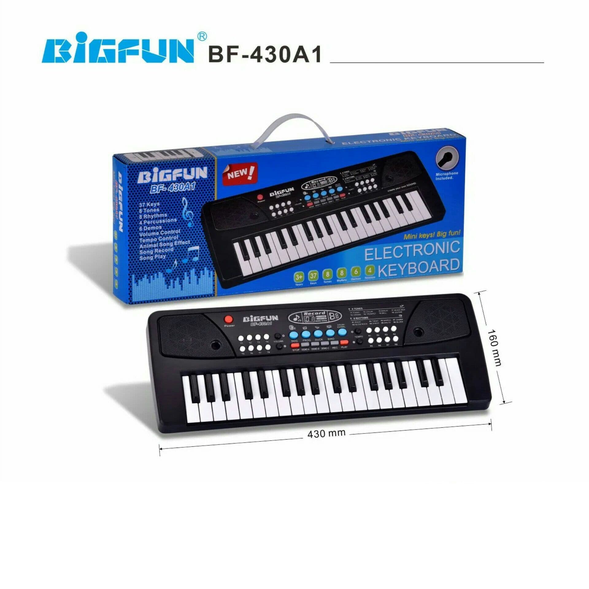 Bigfun BF-430A1 37 Keys Piano Keyboard | Black