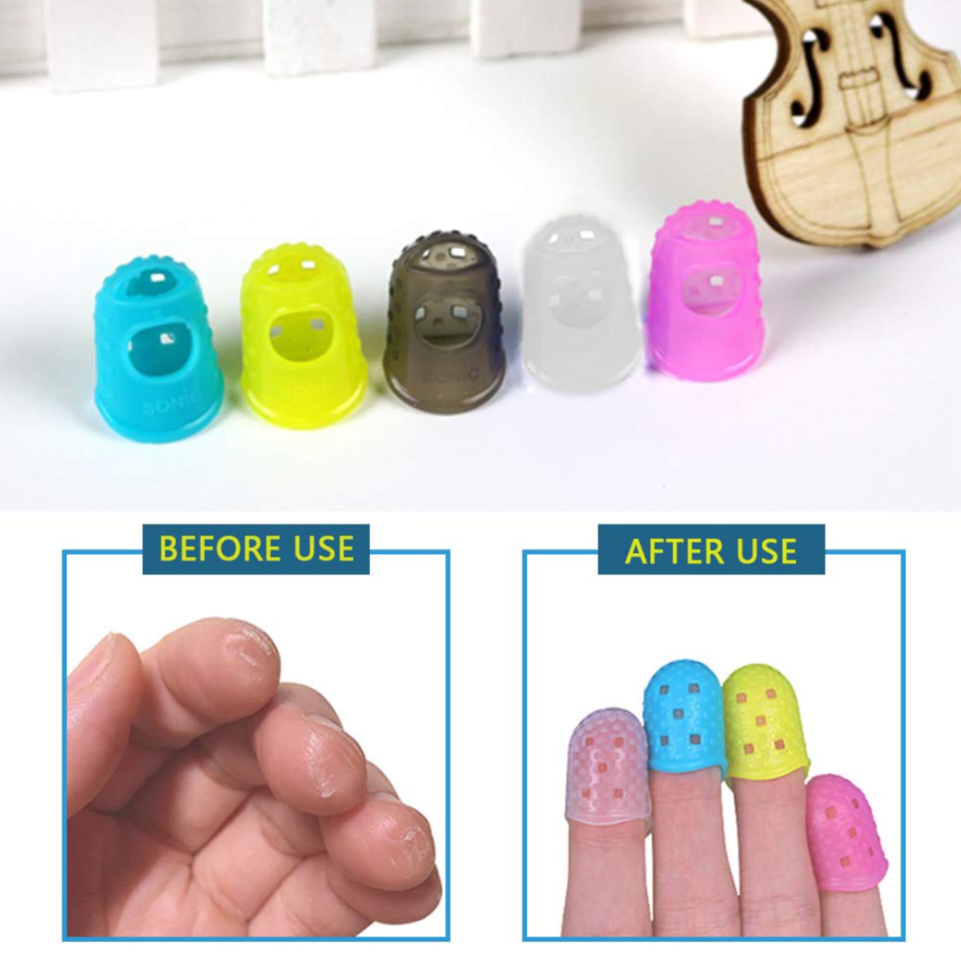 Guitar Finger Guards Silicone 5pcs Caps