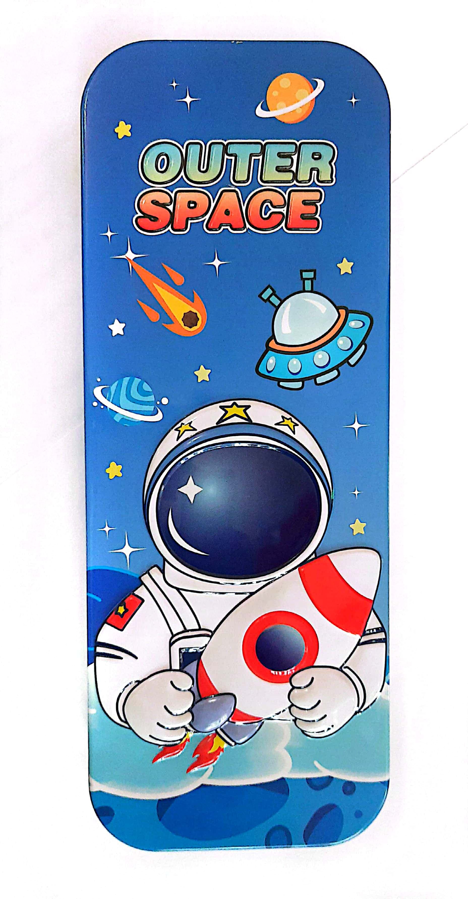 Outer Space Cartoon Pencil Box For Kids - Multicolor