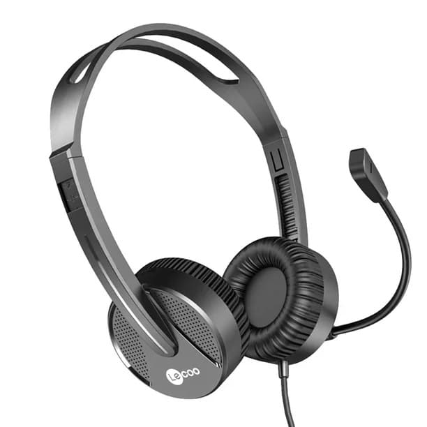 Lecoo HT106 Wired Headset With Adjustable Mic For Calls - Black