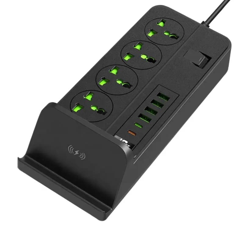 0-Port Type-C Fast Charging Power Strip - Black