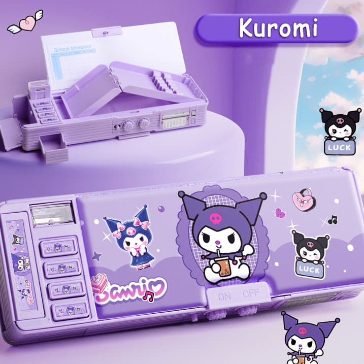 Sanrio Kuromi Large Multifunction Pencil Case With Coded Lock - Multicolor