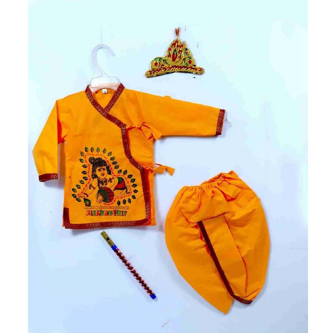 Krishna Boys Dress With Murli, Mala, Mukut, Morpankh, Earring