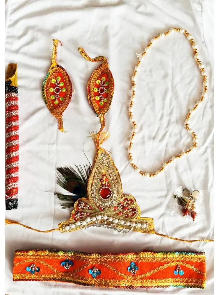 Krishna & Radha Janmashtami Shingar Jewelry Set - Multicolor