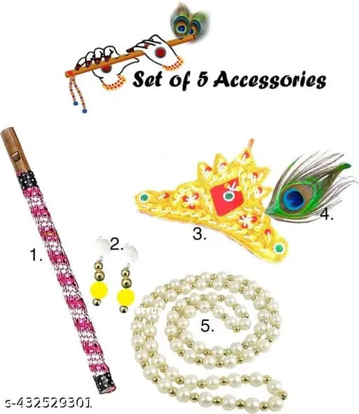Krishna & Radha Janmashtami Shingar Jewelry Set - Multicolor