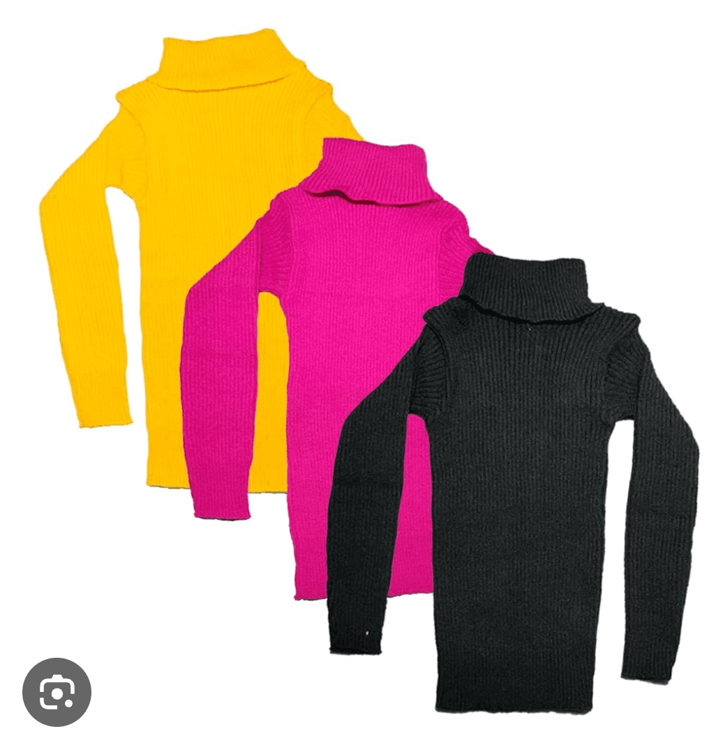 Plain High-Neck Comfortable Kids Sweater Pack Of 2 Pcs - Multicolor
