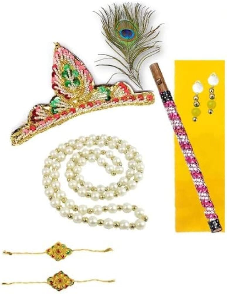 Krishna & Radha Janmasthami Shingar Jewelry Set - Multicolor