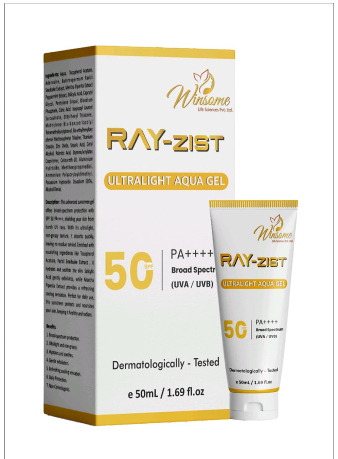 Ray-Zist Ultralight Aqua Gel SPF 50 Sunscreen Cream 50 ml