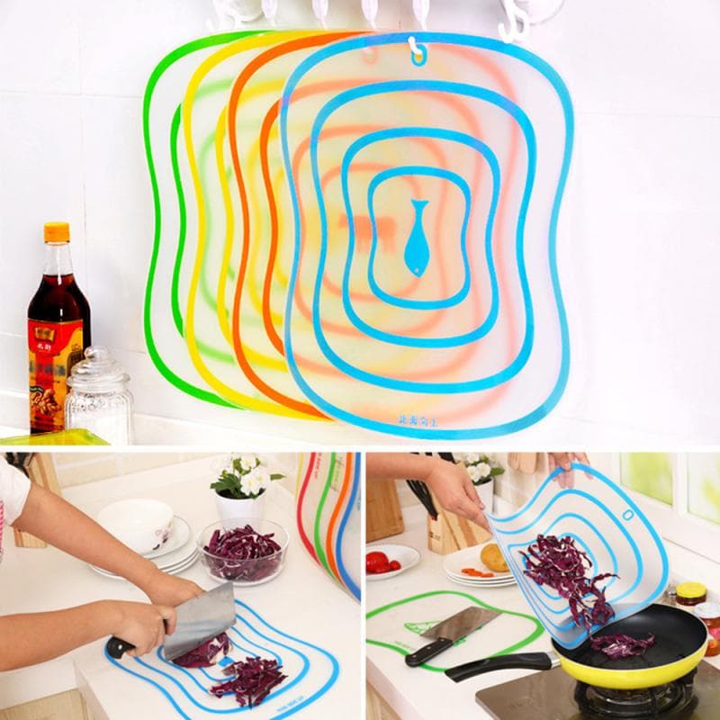 Transparent Flexible Non-Slip Plastic Chopping Board - Multicolor