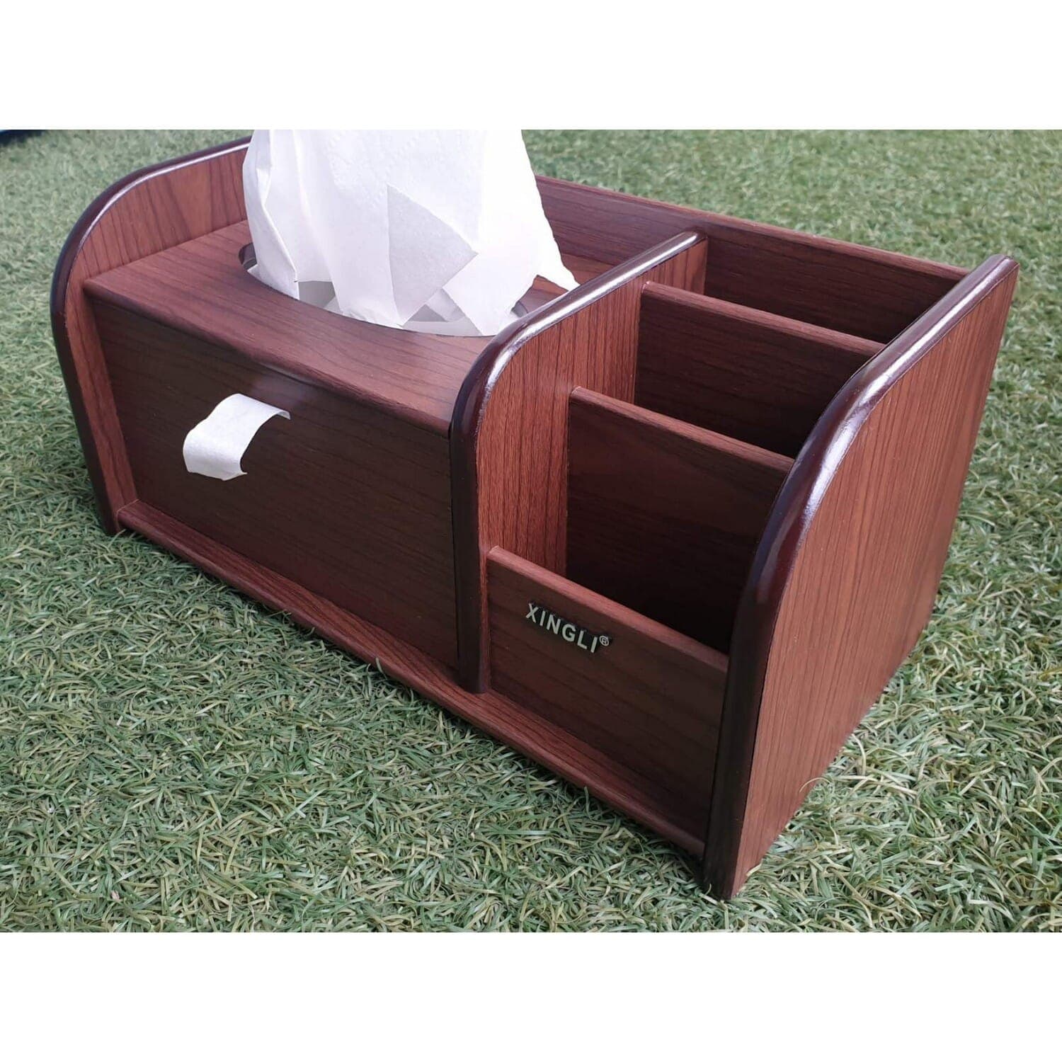 Xingli Combination Storage Box – Pen Cup With Tissue Popup - Brown