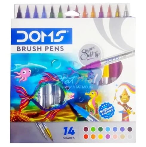 DOMS Brush Pens – 14 Super Soft Vibrant Colors - Multicolor Set