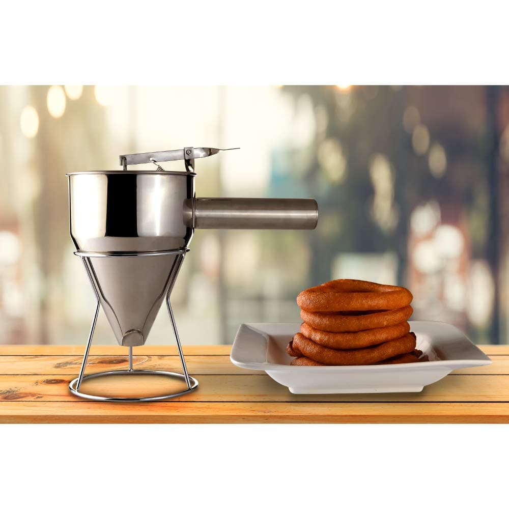 1.2L Stainless Steel Sel Roti Maker Funnel – Traditional Sel Roti/Kachaura Easy-Flow Maker with Stand