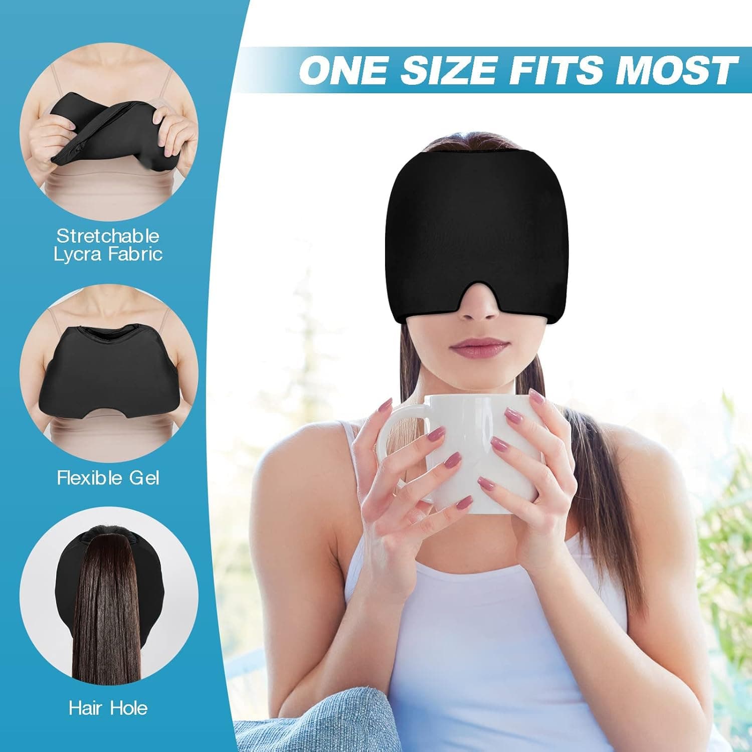 Migraine Relief Cap – Hot & Cold Therapy Head Wrap for Headache, Sinus & Tension Relief for Men & Women