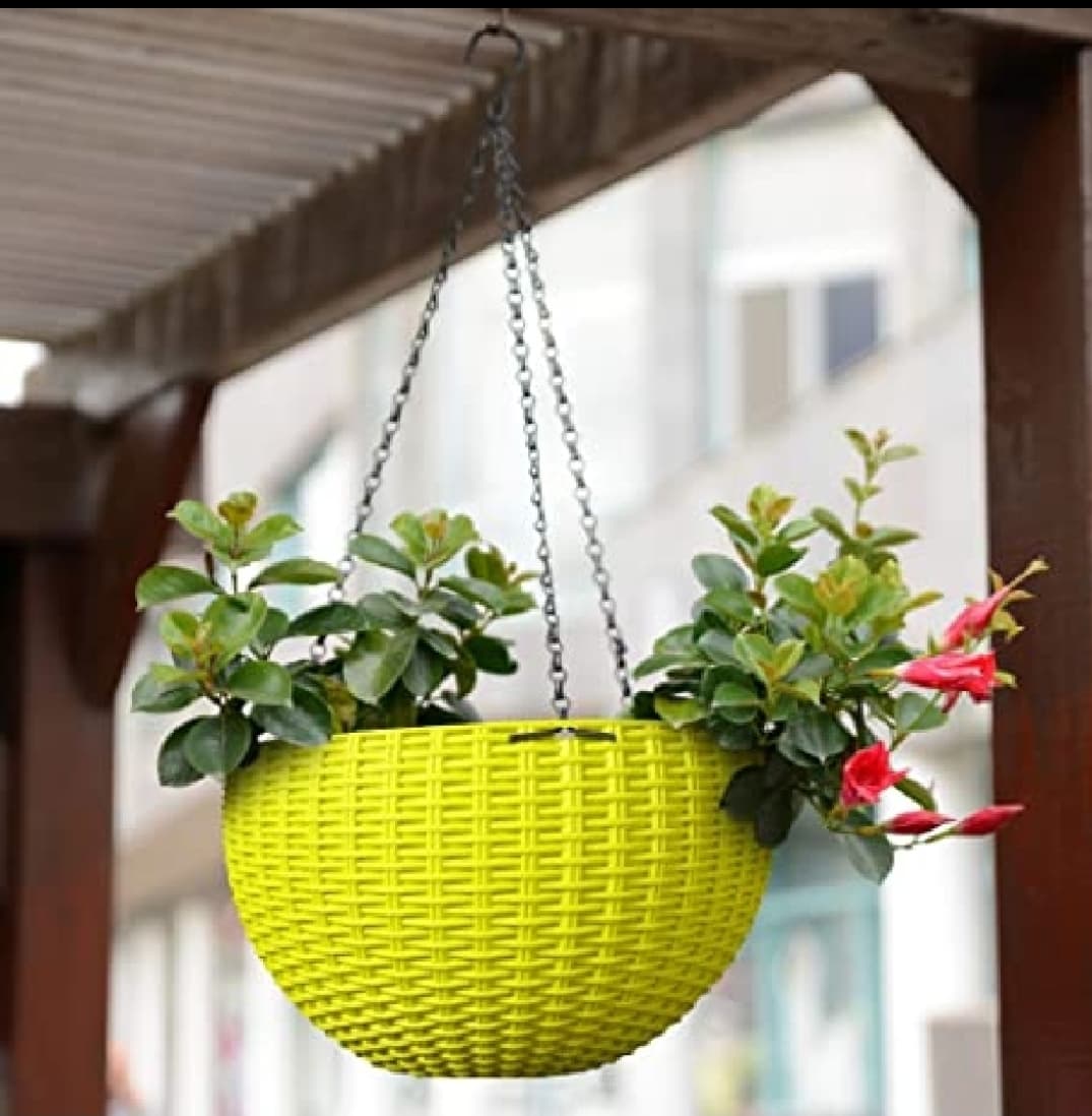 1 Pics 8.5 Inch Multicolour Hooked Hanging Flower Pot/Gamala (Large Size) - Multicolor