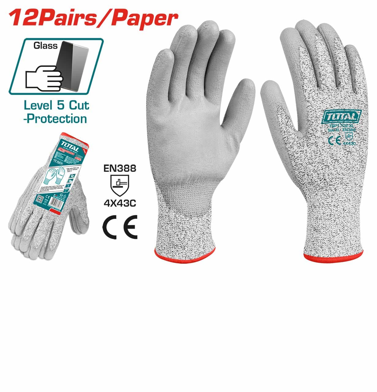 Total New Cut Resistance Gloves - Multicolor (42)