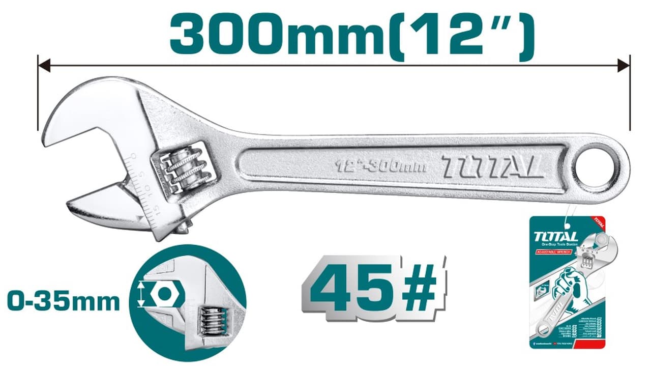 Total Adjustable Wrench 300mm Tht1010123 - Multicolor