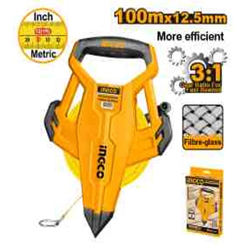 Ingco 100M Fibreglass Measuring Tape Hfmt83100 - Multicolor