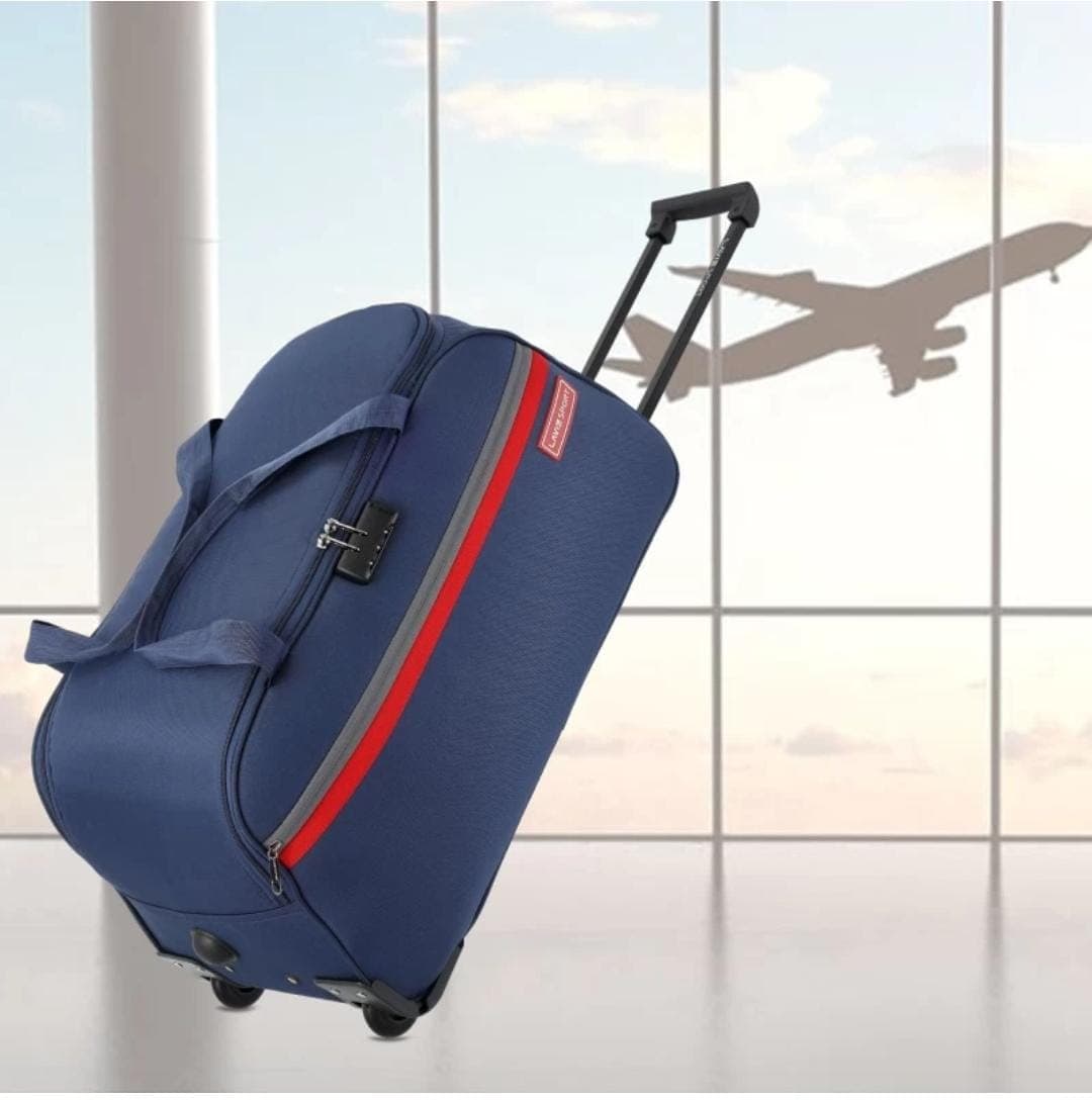 Anti-Theft Two-Wheel Duffle Bag – Adjustable Handle - Blue