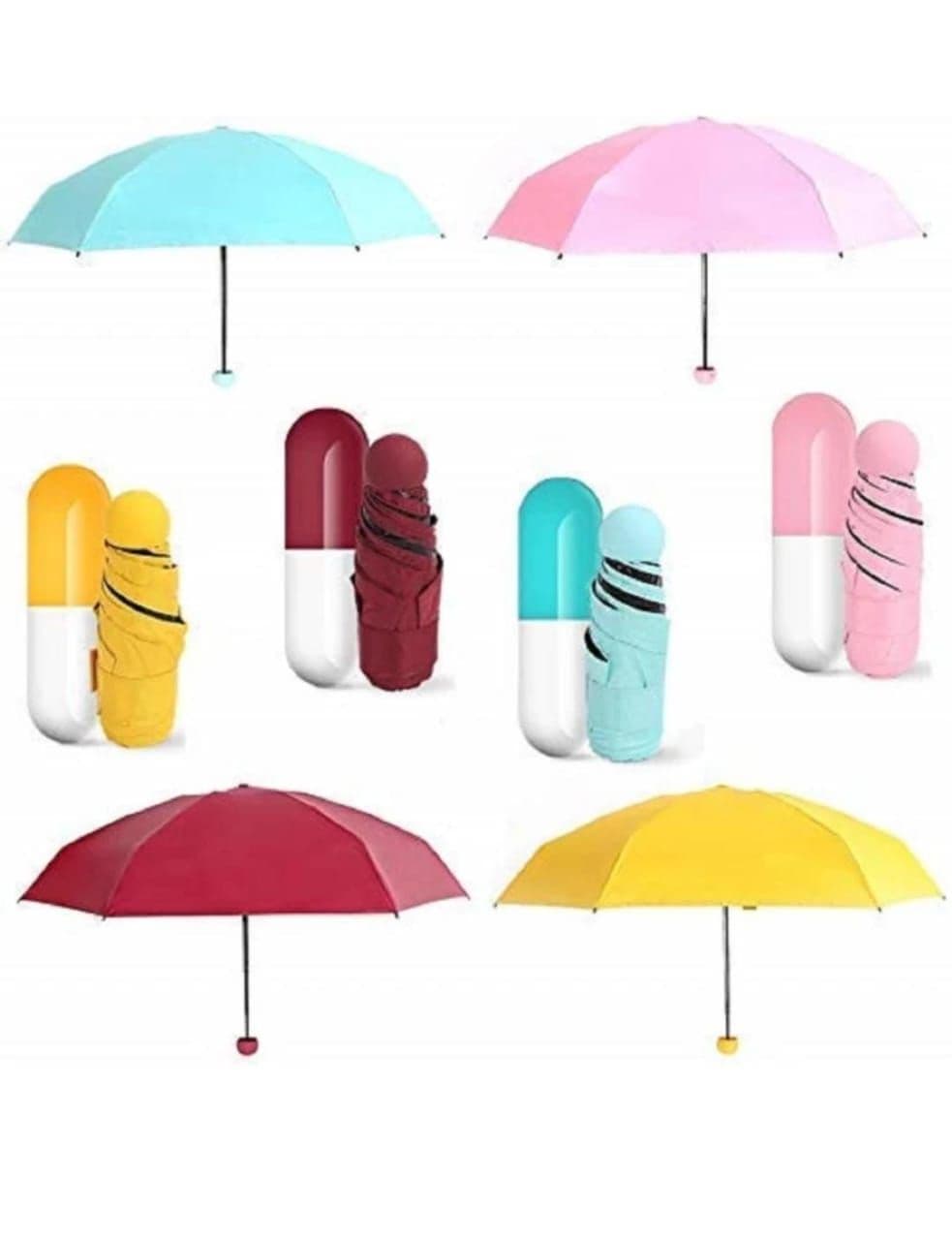 Portable Capsule Umbrella – Compact for Home, Office & Travel - Multicolor & Size 44