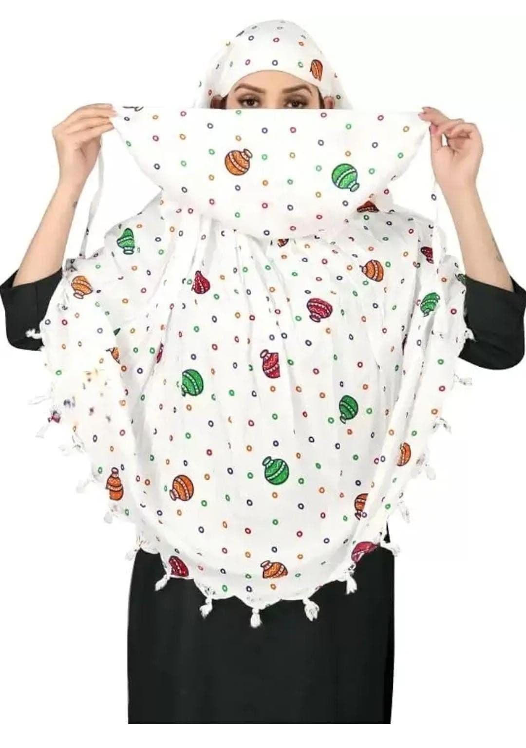 Cotton Long Scarf & Mask – Breathable Sun Protection for Women - Multicolor