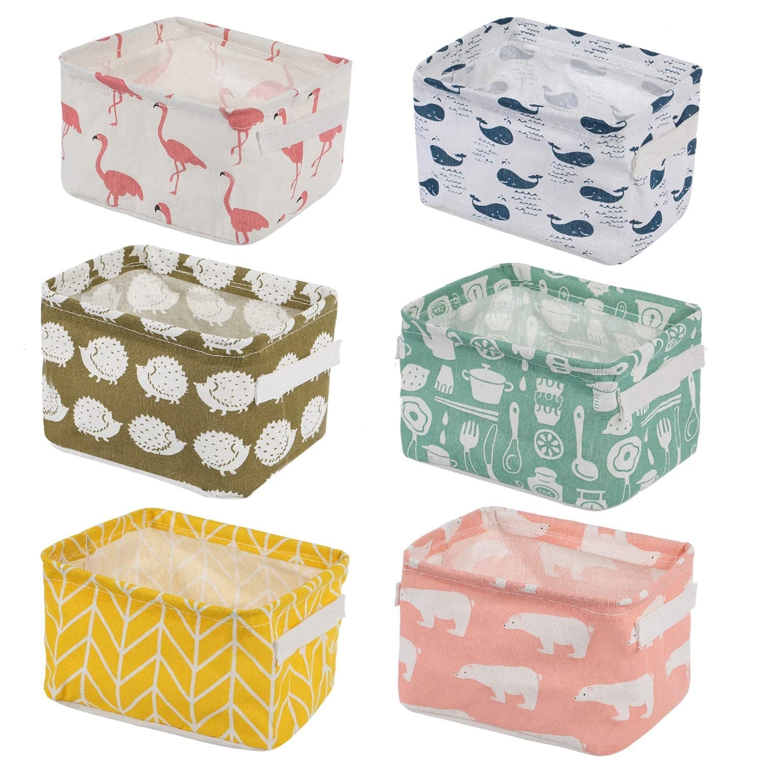 Foldable Canvas Storage Baskets with Handles (4-Pack) Wardrobe Organizer - Multicolor