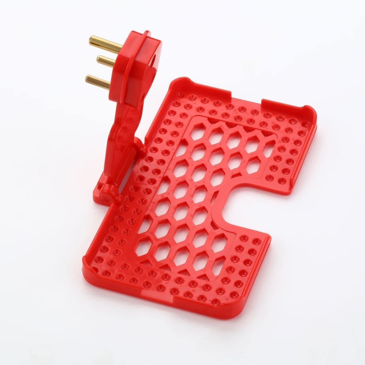 Wall-Mount Mobile Charging Stand with Socket Holder - Red