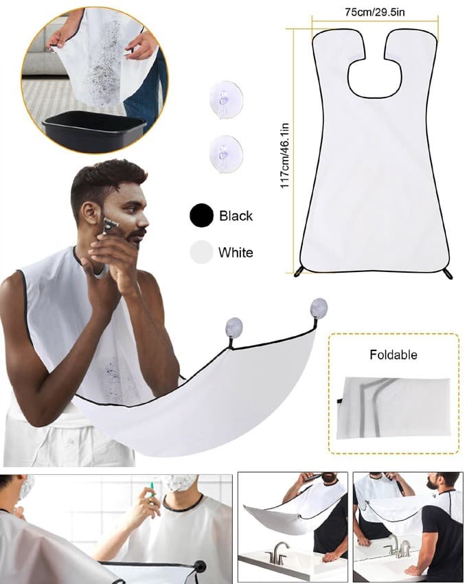 Beard Trimming Apron Cape with Suction Cups for Men Shaving Bib - Multicolor