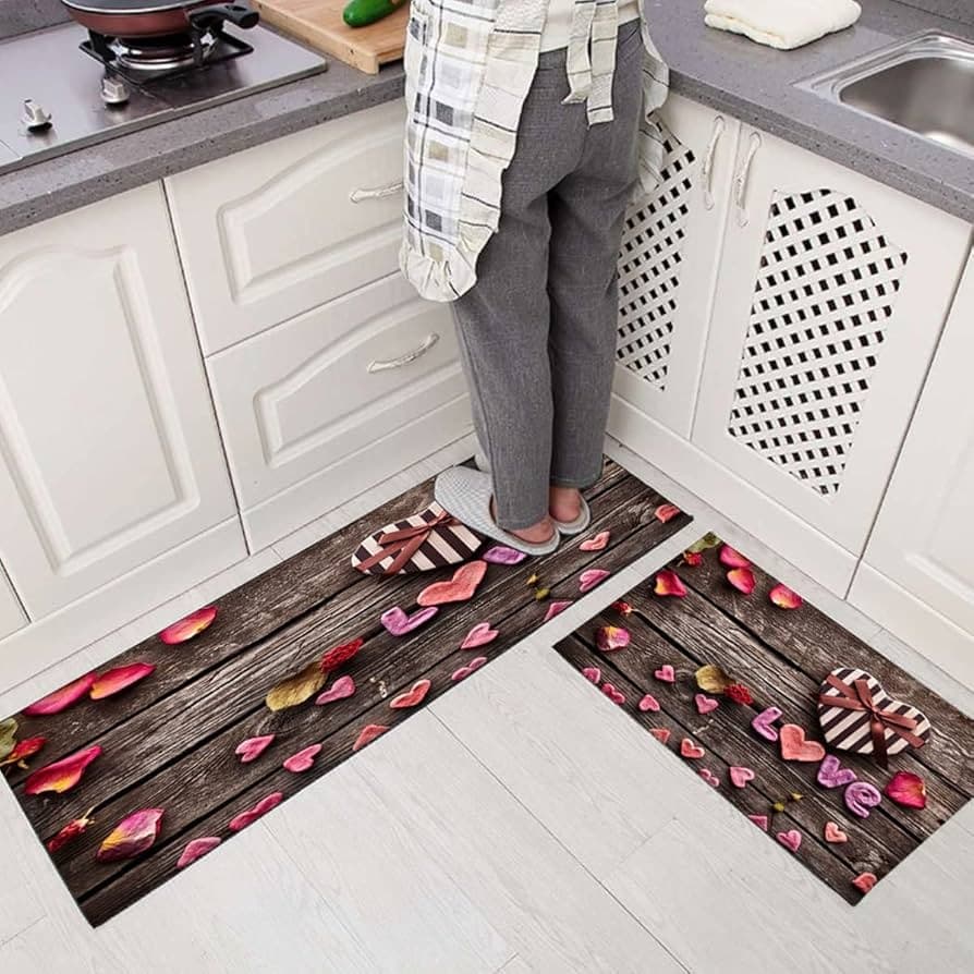 2-Piece Soft Anti-Slip Kitchen Mats, Water-Absorbent Rugs for Indoor & Outdoor Floors - Multicolor
