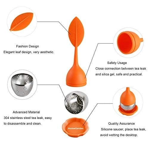 Silicone Handle Stainless Steel Tea Infuser with Drip Tray