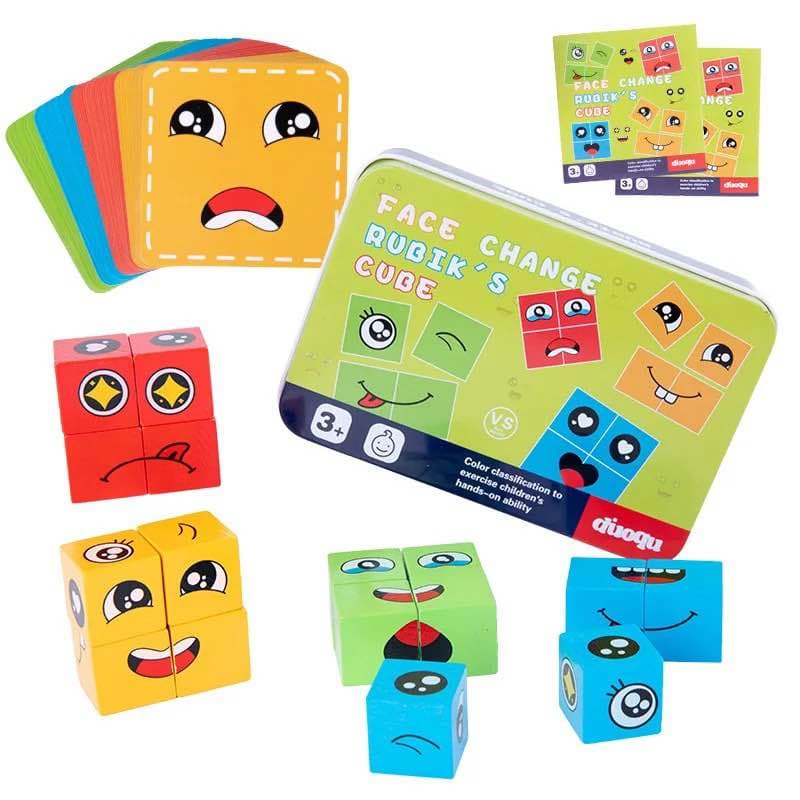 Face Change Wooden Rubiks Cube Educational Toy