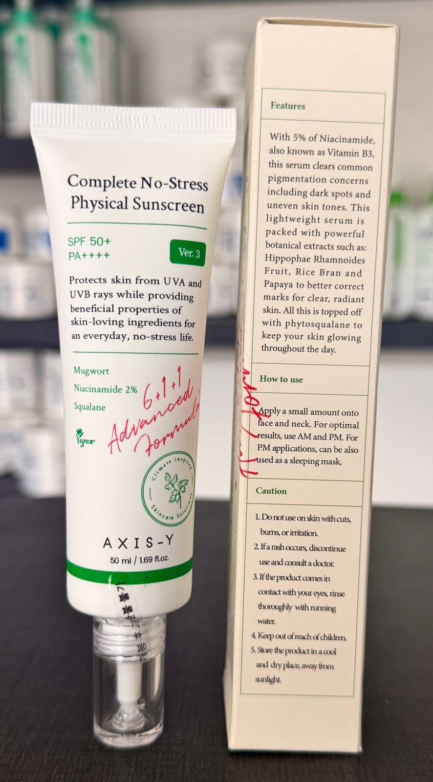 AXIS-Y Complete No-Stress Physical Sunscreen Spf 50+ 50ml (Korea)