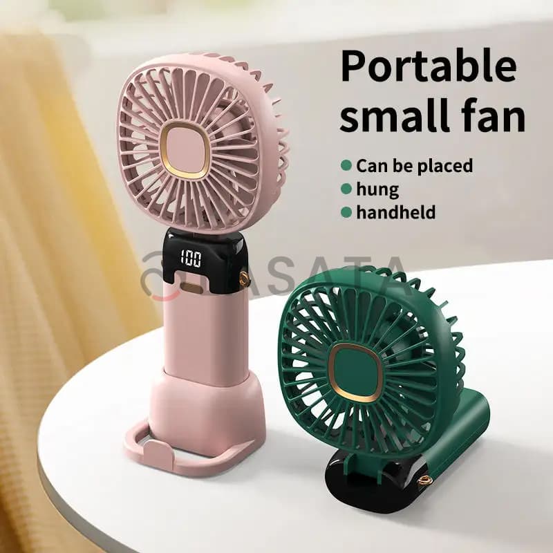 USB Rechargeable Fan, Foldable Design up to 90° Adjustable, 5 Step Speed, With LED Display, Phone Stand | USB fan | USB Rechargeable