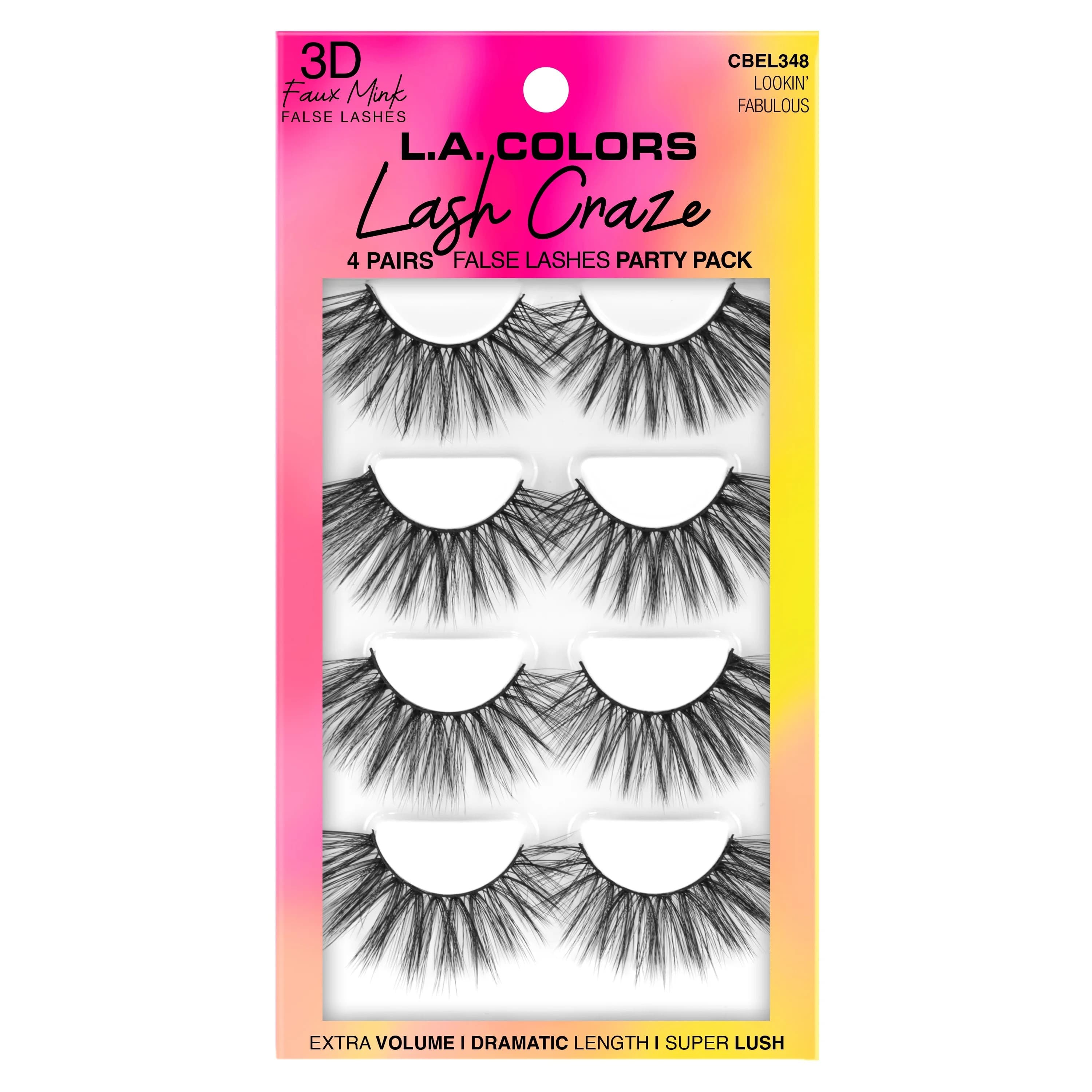 La Colors Lash Craze 3D Faux Mink 4 Pair False Lashes Lookin Fabulous