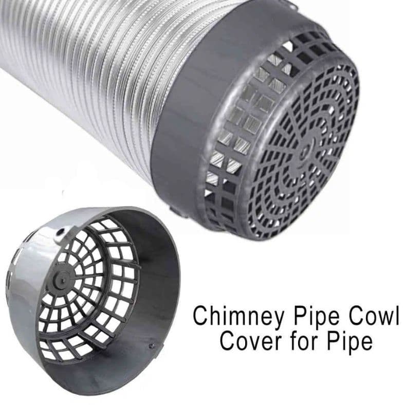 Chimney Exhaust Pipe Cowl Cover 4 Inch - Grey