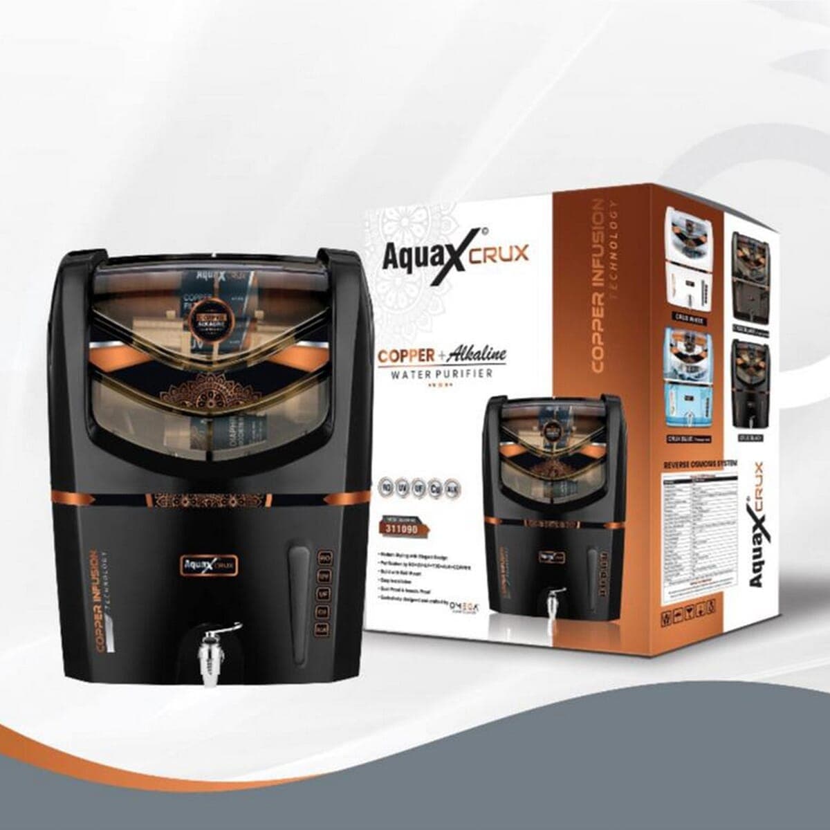RO Aqua Crux Copper Alkaline Water Purifier - Matte Black
