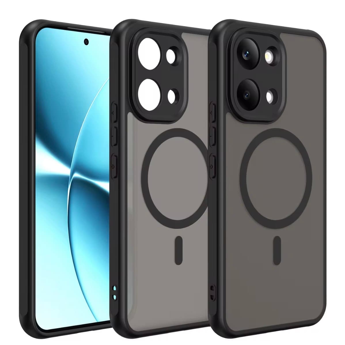 Poco X8 Pro Max 5G, Frosted Matte Translucent Black Anti-Yellowing Airbag PC+TPU Shockproof Protective Back Cover for Poco X8 Pro Max 5G