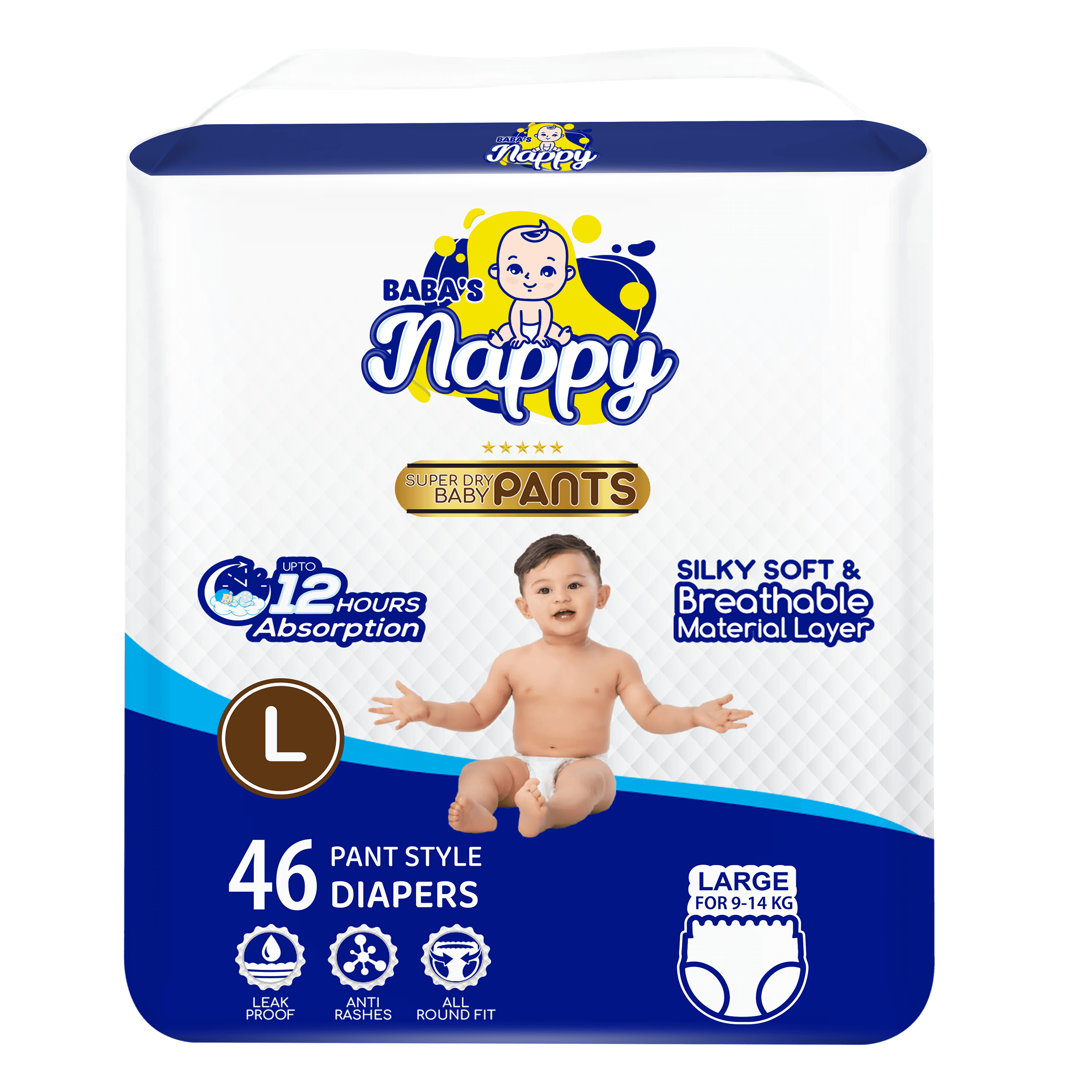 Baba's Nappy Baby Pull Up Diaper Economic Pack, Large - 46Pcs