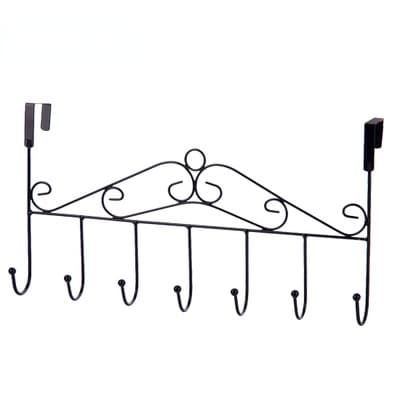 7 Hook Over Door Bathroom Hanger Iron Coat Hat Towel Bag Organizer