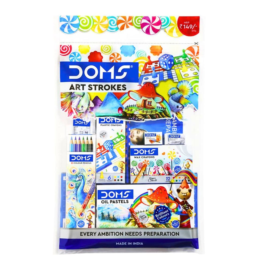 Doms Art Strokes Kit, Set of 9 Art Range - Every Ambition Needs Preparation