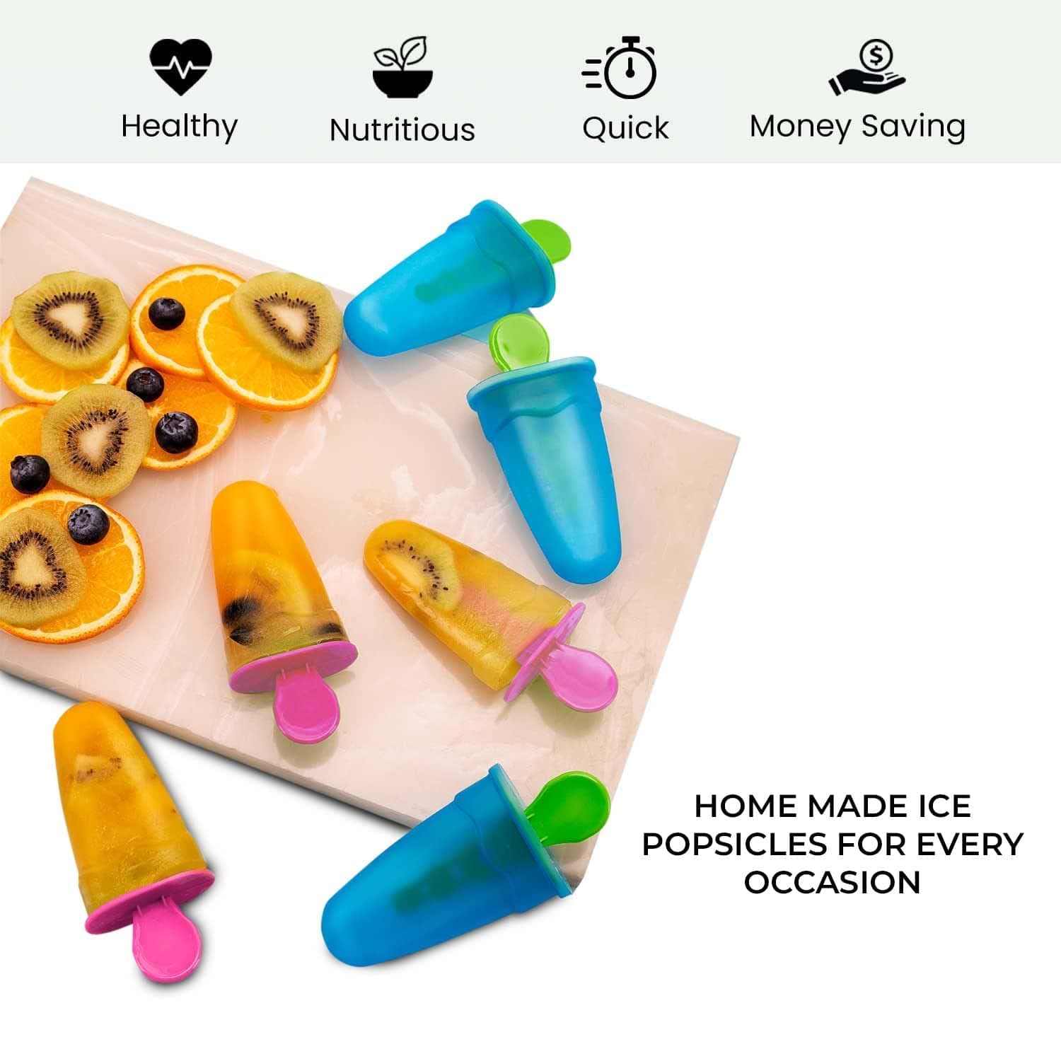 Homemade Reusable Ice Popsicle Makers Frozen Ice Cream Moulds Tray Kulfi Candy Ice Lolly Mold for Children & Adults - Multicolor