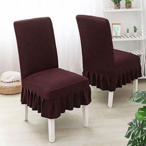 Dining Room Stretchy Chair Covers With Skirt 1 Pcs - Single
