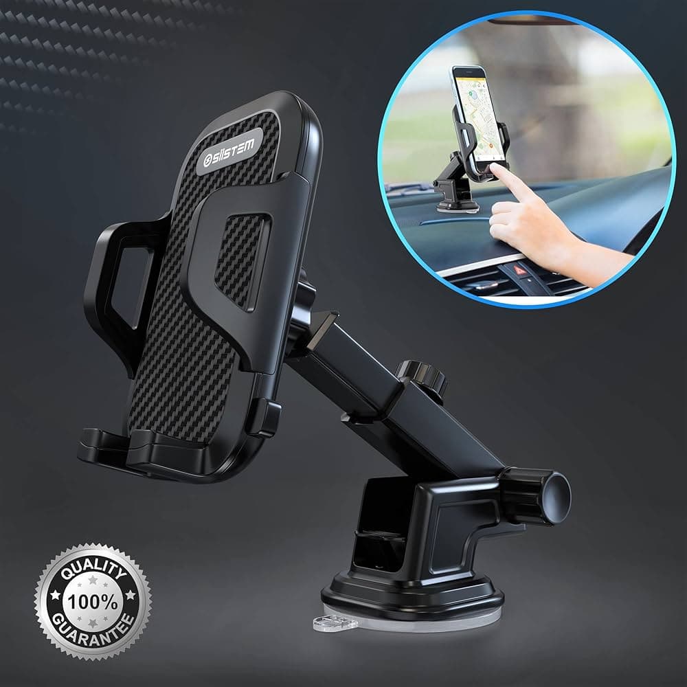 360° Rotatable Car Mobile Holder with Strong Suction Cup & One-Click Release - Multicolor