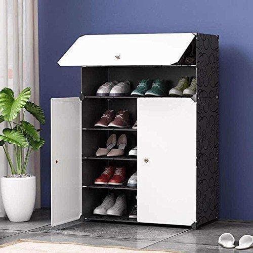 Diy Plastic 3 Tier Shoe Rack Organizer Storage Shoe Cabinet with 3 Doors (Color May Vary)