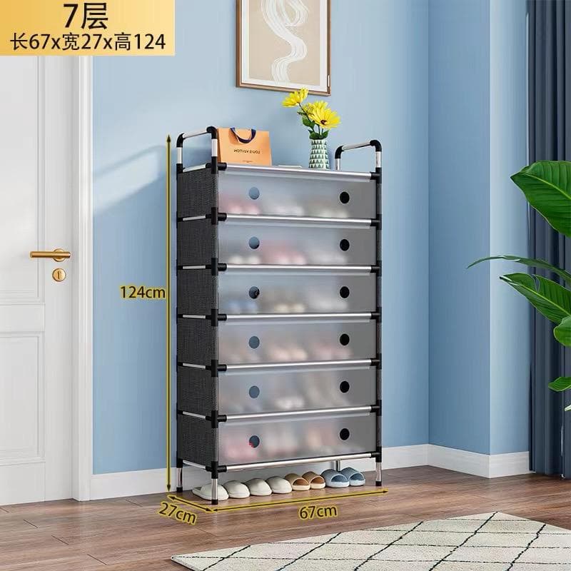 6 Tier Double Shoe Rack with Dustproof Cover – Large Capacity Shoe Storage Cabinet for Home & Entryway (67cm x 54cm x 124cm)