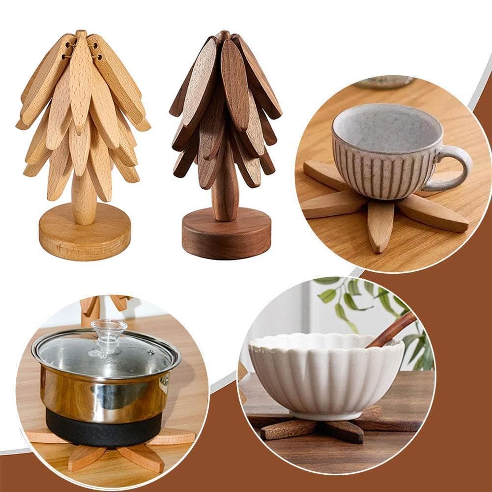 Hot Pot Stand Anti Scald Mats Hot Dishes Tree Shape Trivet Set Mats for Teapot Thermal Insulation Pads - Multicolor